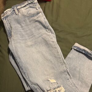 KanCan Light Blue Distressed Straight Leg Jeans